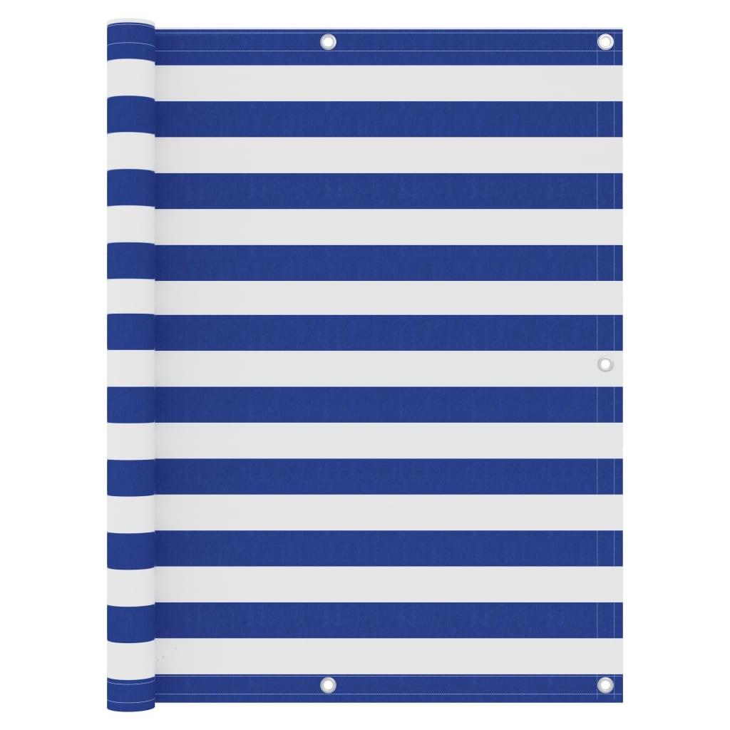 Altanafskærmning 120x400 cm oxfordstof hvid og blå billede