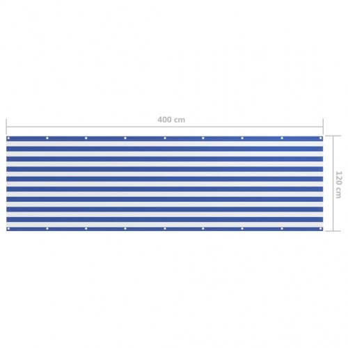 Altanafskærmning 120×400 cm i oxfordstof - hvid/blå stribet