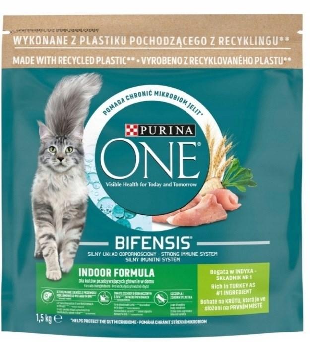 Kattemad tørfoder Purina One Bifensis Indoor med kalkun – 1,5 kg billede