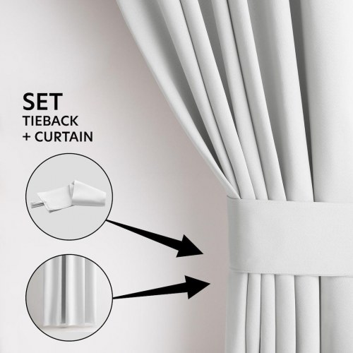 Mørklægningsgardin blackout 140×245 cm – hvid, klassisk bånd, AmeliaHome
