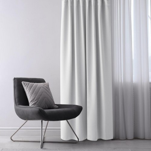 Mørklægningsgardin blackout 140×245 cm – hvid, klassisk bånd, AmeliaHome