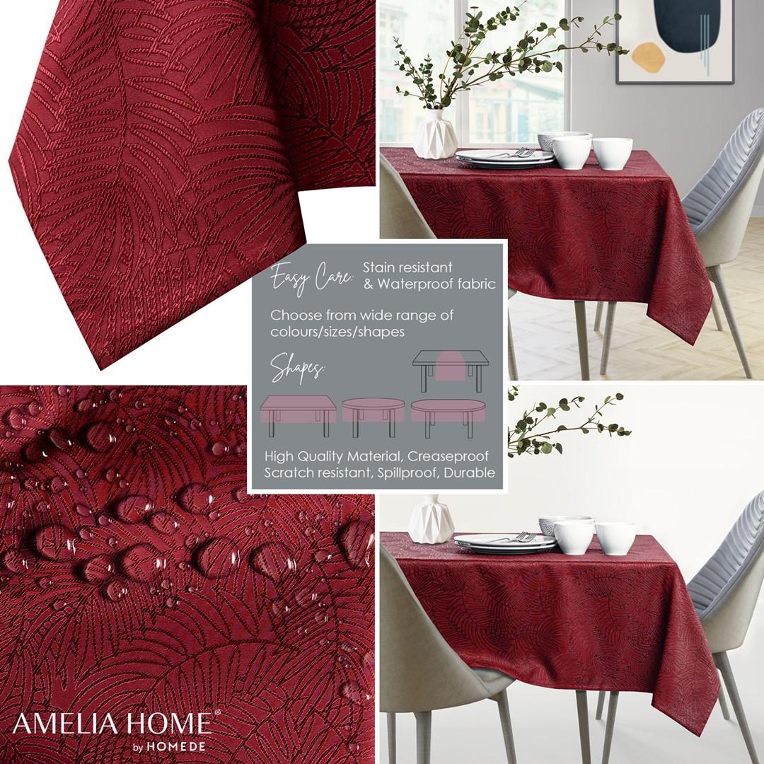 Dug vinrød kvadratisk 100x100 cm - Amelia Home Gaia, præget plantemønster billede