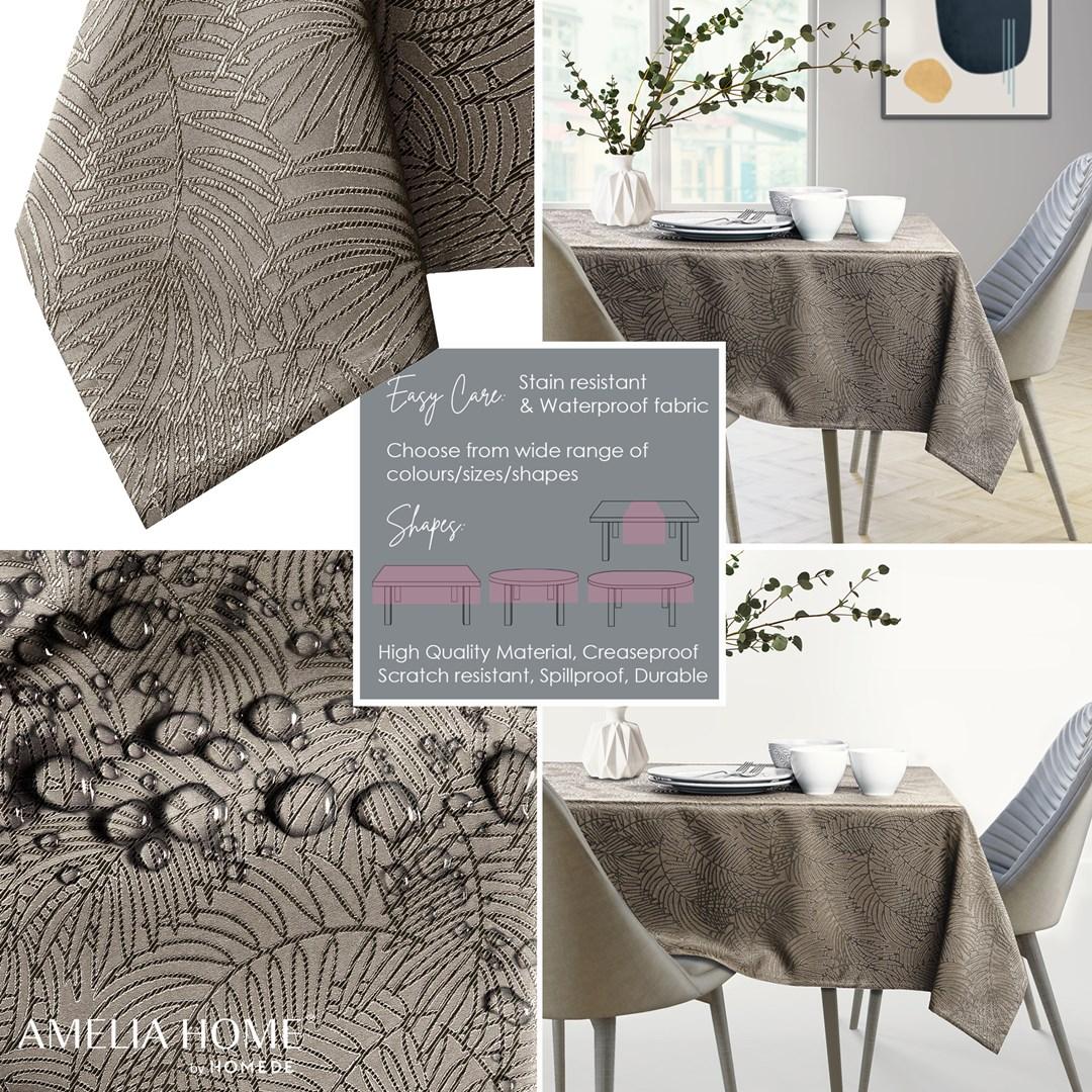 Dug kvadratisk - AmeliaHome Gaia, cappuccino, præget plantemønster, 80×80 cm billede