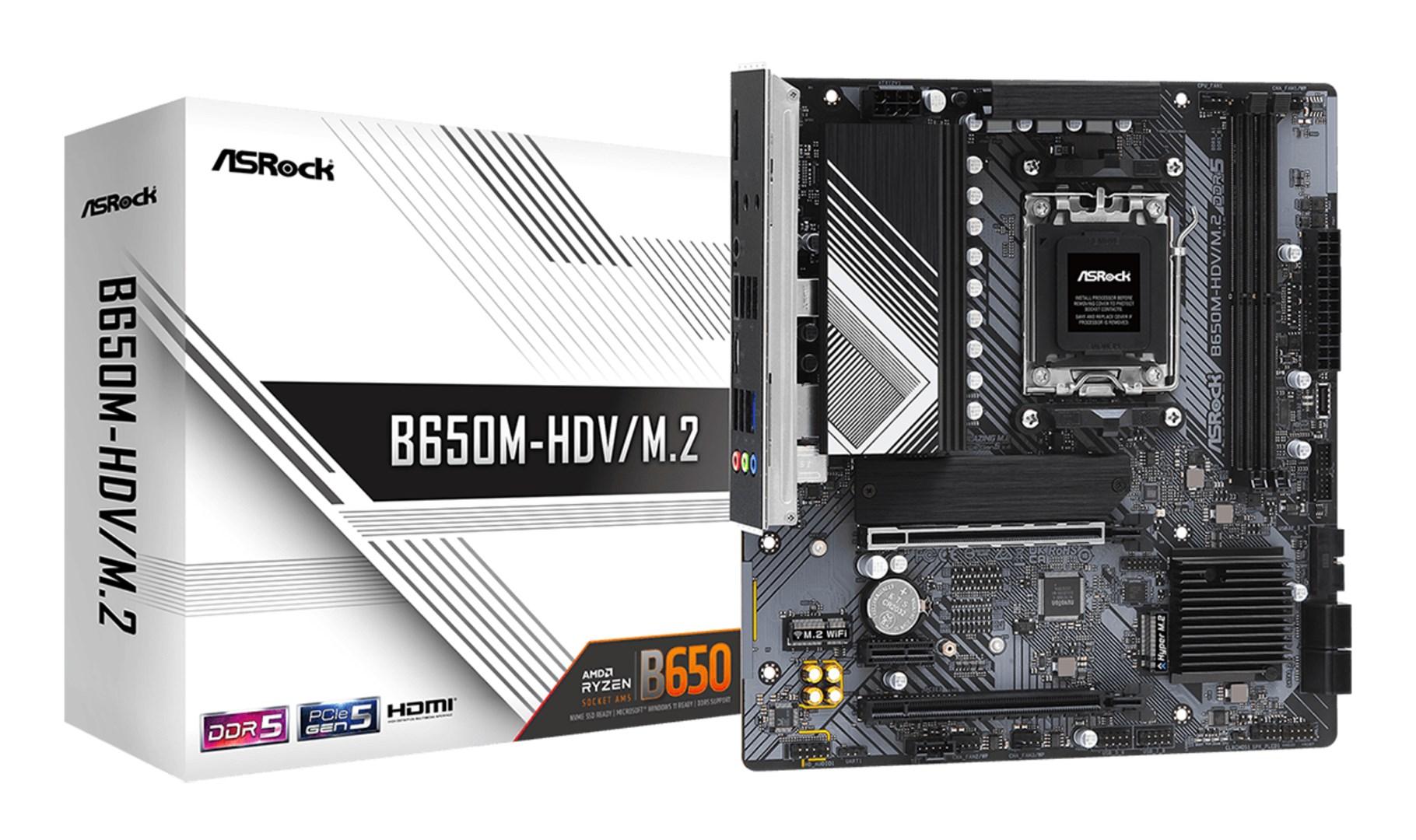 Bundkort Asrock B650M-HDV/M.2 - AMD B650, Socket AM5, micro ATX