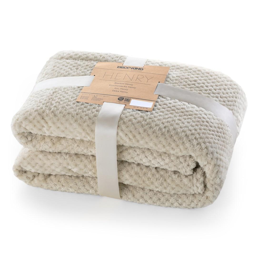 Plaid tæppe DecoKing Henry - cappuccino, jacquard, 150×200 cm billede