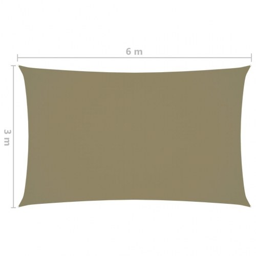 Solsejl 3x6 m rektangulær oxfordstof beige