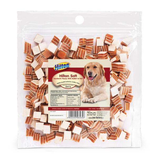 Hundegodbidder Hilton – Sandwich-stykker med kanin og fisk, 500 g billede