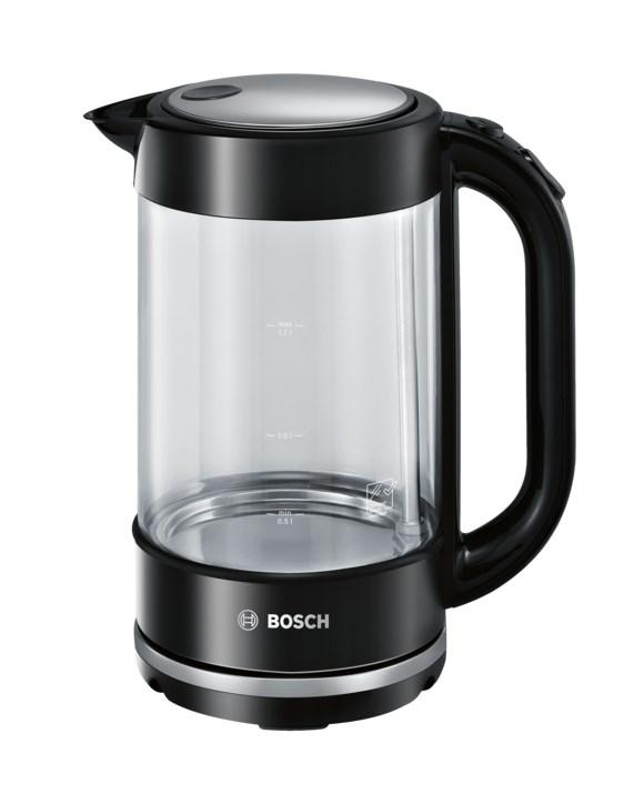 Elkedel Bosch TWK70B03 1,7 l – glas, 2.400 W, sort/transparent billede