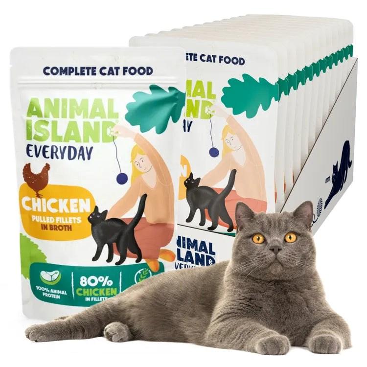 Vådfoder til kat – ANIMAL ISLAND Everyday kyllingefileter i bouillon, 12 x 85 g billede