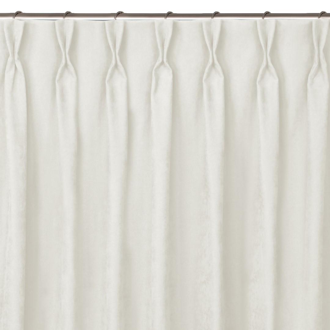 Mørklægningsgardin creme - HOMEDE MILANA, chenille, 140×300 cm, klassisk plissering Flex 7,5 cm billede