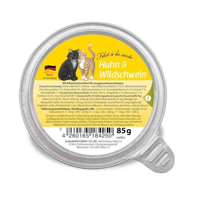 Vådfoder til kat – GranataPet Filet à la carte kylling & vildsvin 85 g billede