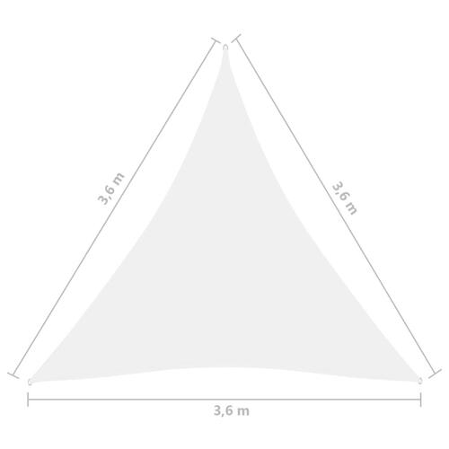 Solsejl 3,6x3,6x3,6 m oxfordstof trekantet hvid