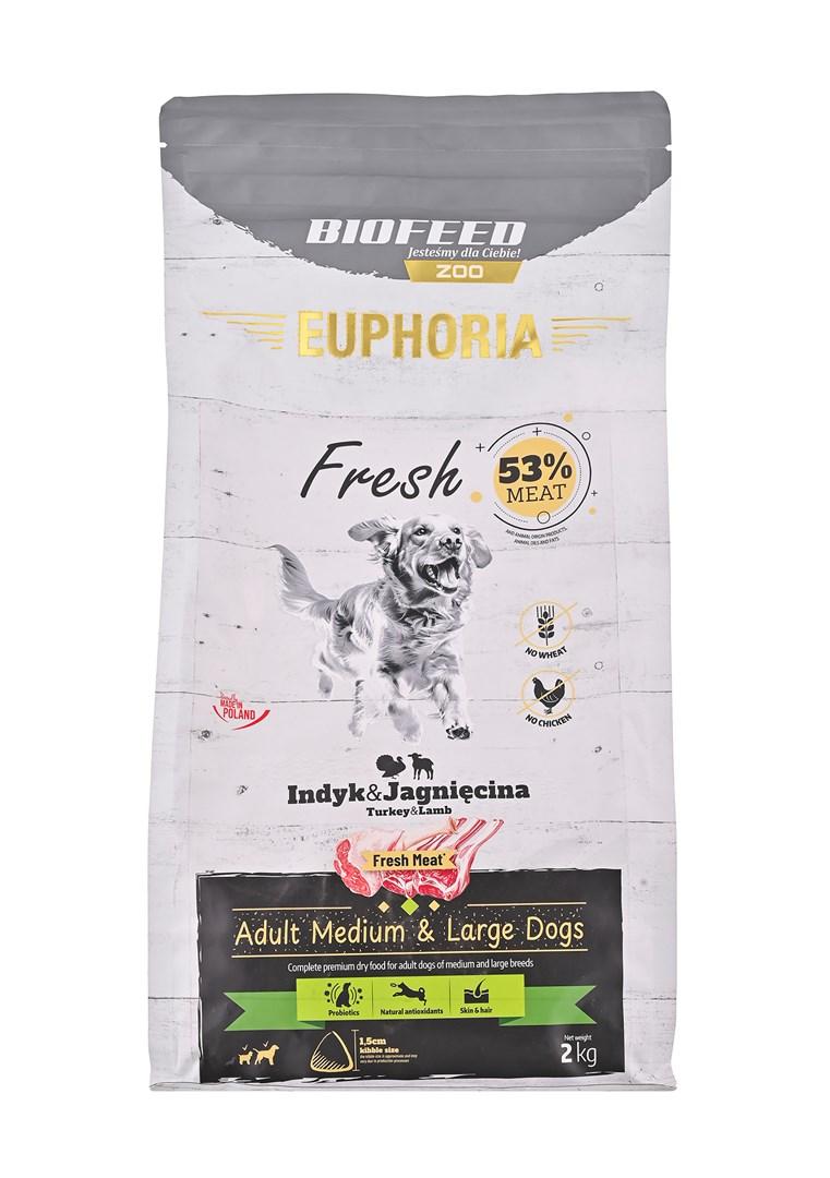 Hundefoder tørfoder BIOFEED Euphoria Fresh Adult Medium & Large – kalkun med lam 2 kg billede