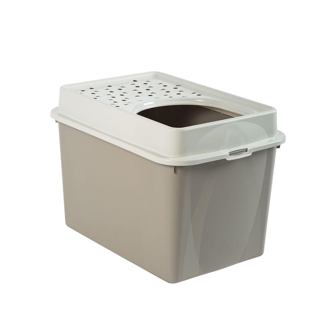 Kattebakke med topindgang rotho Berty Eco, 50 l – cappuccino billede
