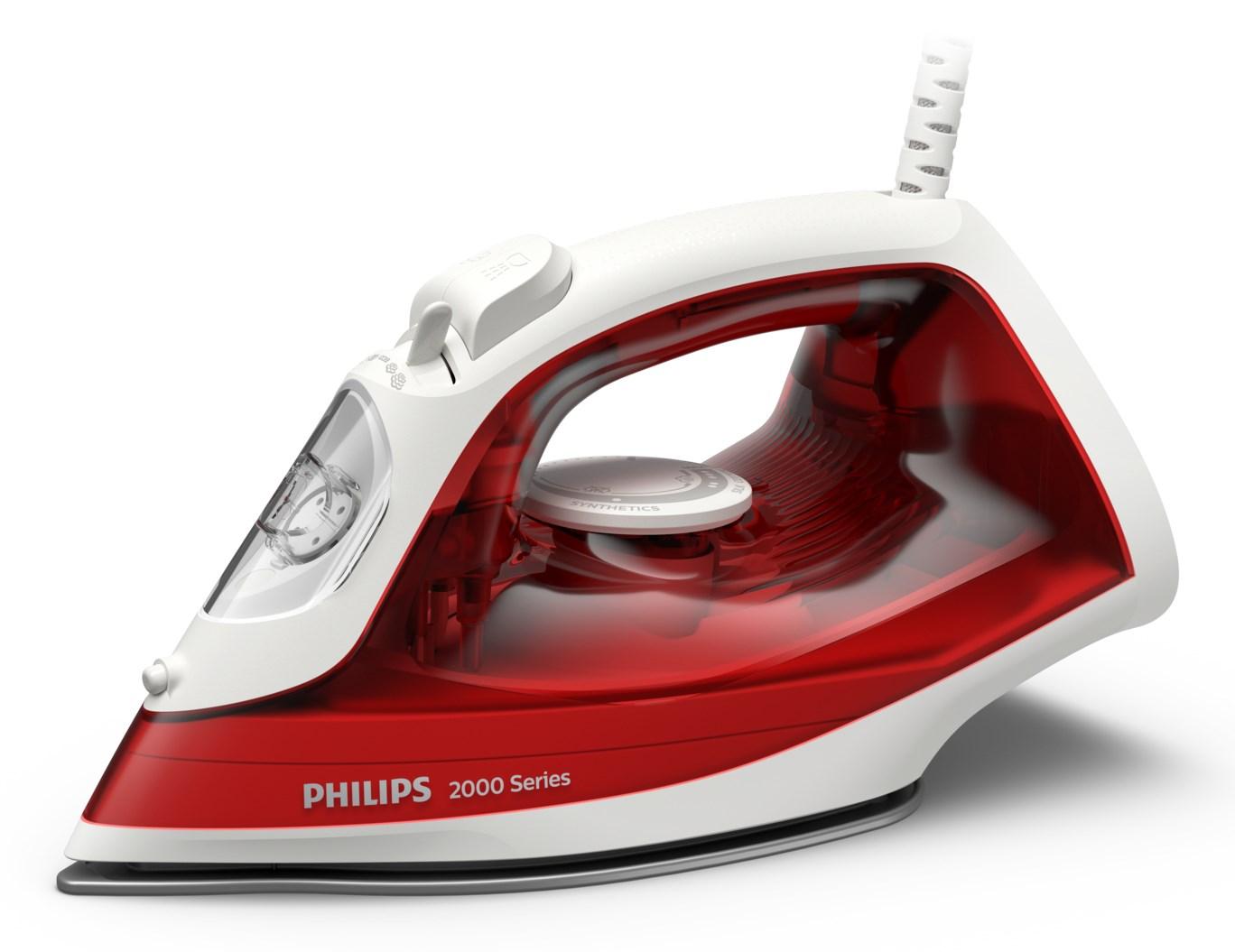Strygejern med damp Philips 2000 Series DST2010/40 – non-stick, rød/hvid billede