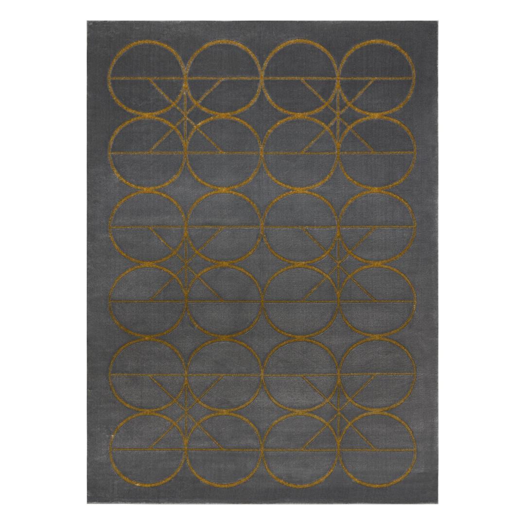 Gulvtæppe Hakano Estema Circles - grafit/sennepsgul 120×170 cm billede
