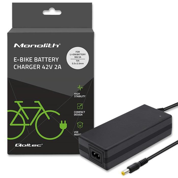 Oplader til elcykelbatteri Qoltec 42 V 2 A – 5,5 × 2,5 mm (84 W) billede