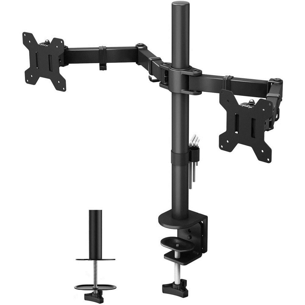 Skærmholder til 2 skærme - TECHly ICA-LCD 382-D, skrivebord, 13-27”, sort billede