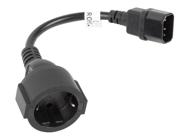 Strømkabel adapter C14 til schuko hun 0,20 m - Lanberg billede