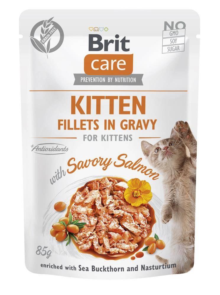 Vådfoder til kattekillinger - Brit Care Kitten Savory Salmon 85 g billede