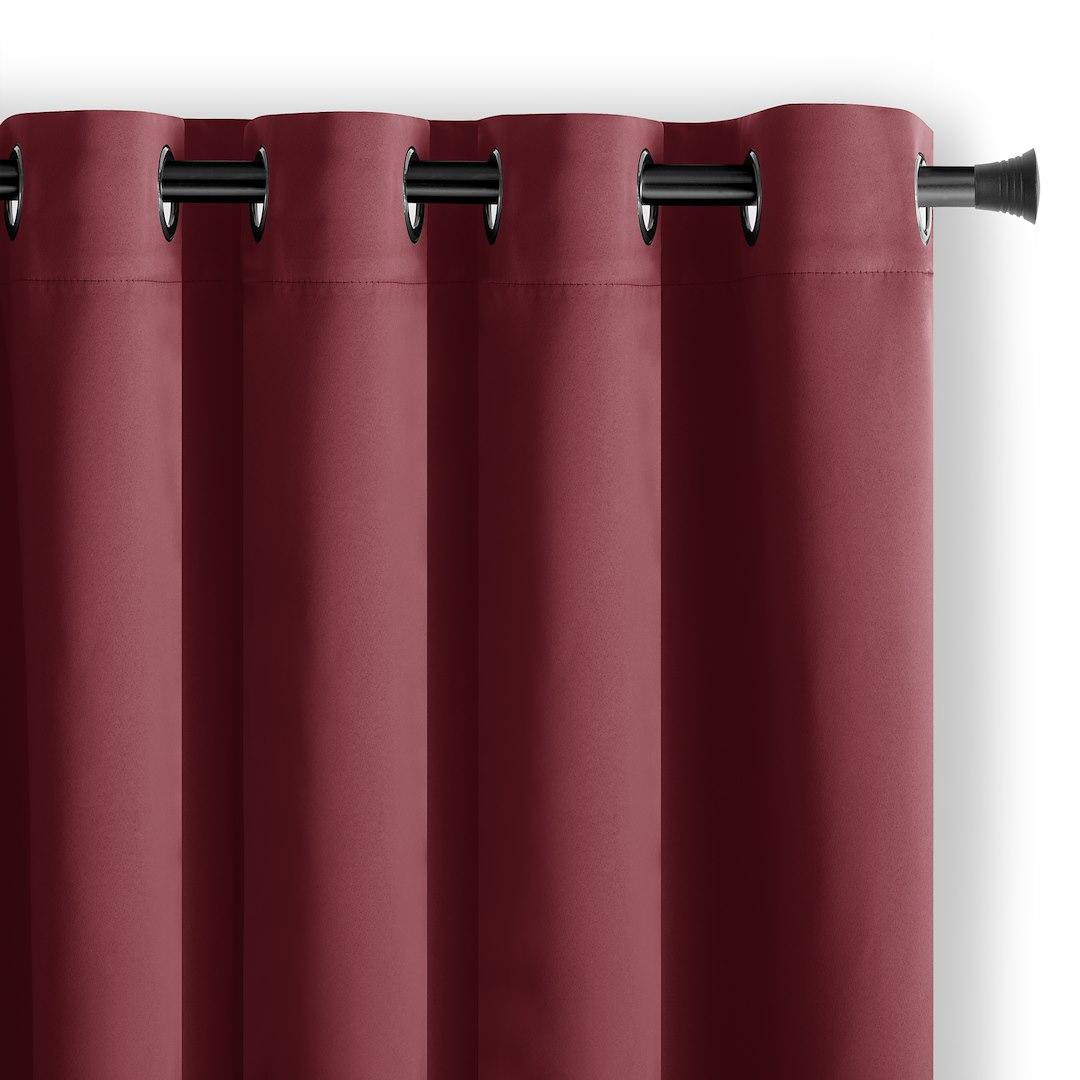 Mørklægningsgardin blackout 140x175 cm - vinrød, sølv øskner, AmeliaHome billede
