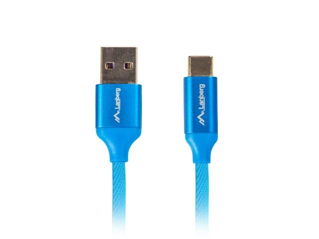 USB-C kabel 0,5 m - Lanberg USB 2.0, USB-A til USB-C, blå billede