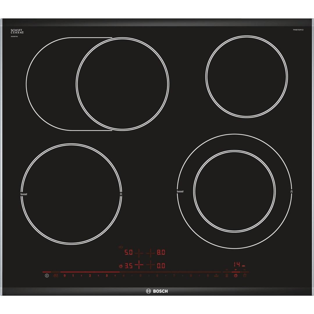 Indbygningskogeplade Bosch Serie 8 PKN675DP1D – sort/glaskeramik, 4 zoner billede