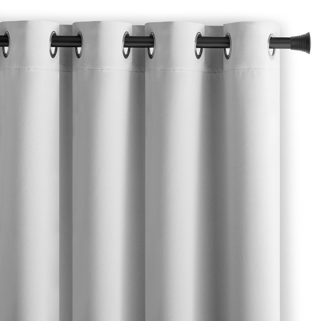 Mørklægningsgardin blackout 140x245 cm - hvid, klassisk - sølv øskner - AmeliaHome billede