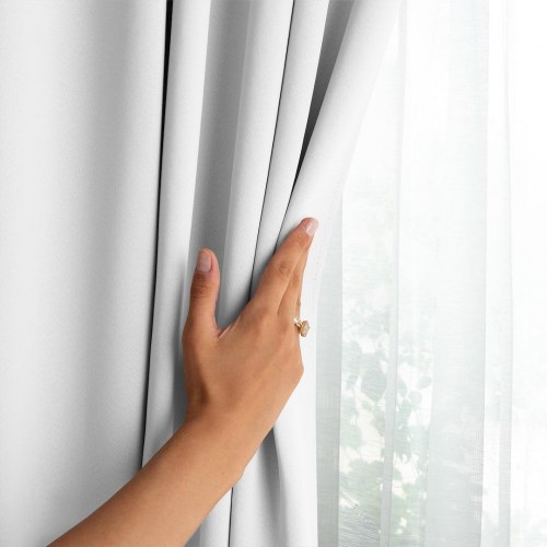 Mørklægningsgardin blackout 140x175 cm hvid – AmeliaHome med sølv-øskner