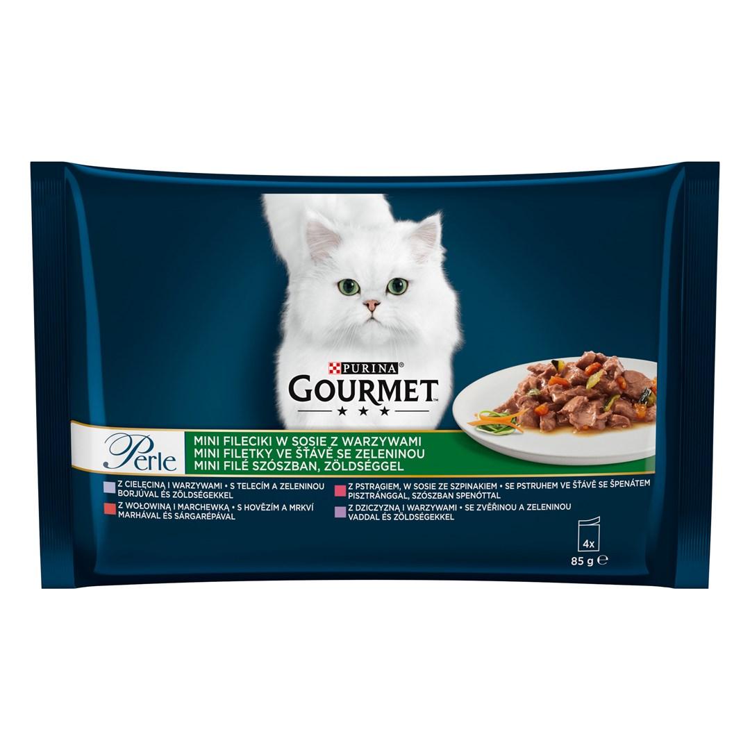 Kattemad vådfoder Purina Gourmet Perle – kylling & oksekød, 4 x 85 g billede