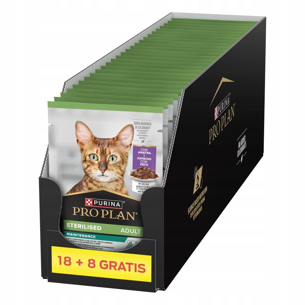 Vådfoder til kat – Purina Pro Plan Sterilised Adult Maintenance med and i sauce, 26×85 g (18 + 8 gratis) billede