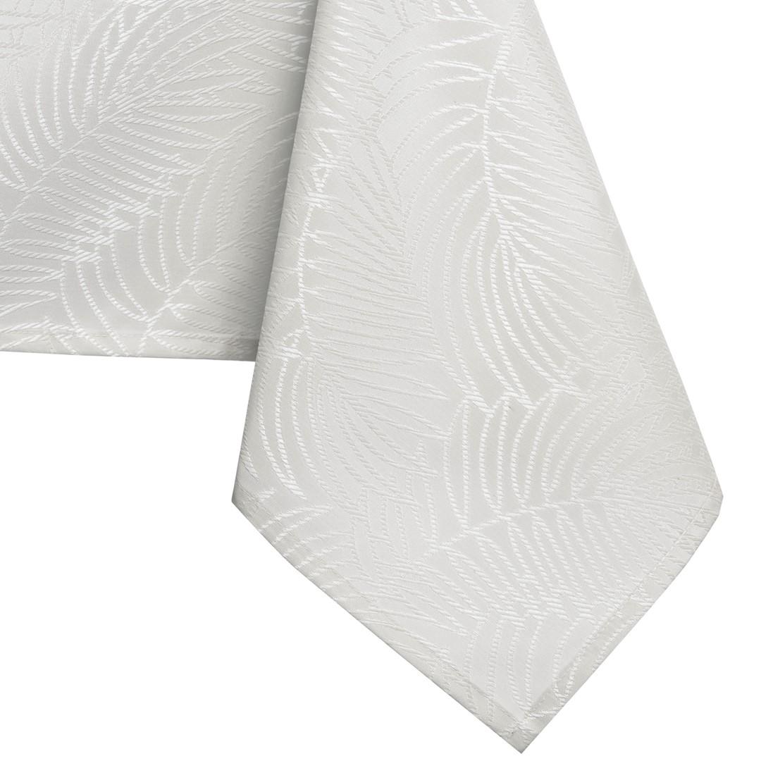 Dug i polyester 150x260 cm - AmeliaHome Gaia, cremefarvet præget bladmotiv billede