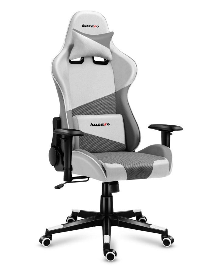 Gamerstol Huzaro Force 6.2 – bucket-sæde, grå/hvid billede