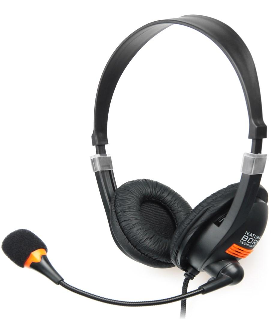 Headset med mikrofon NATEC Drone - kablet, headband, sort/orange billede