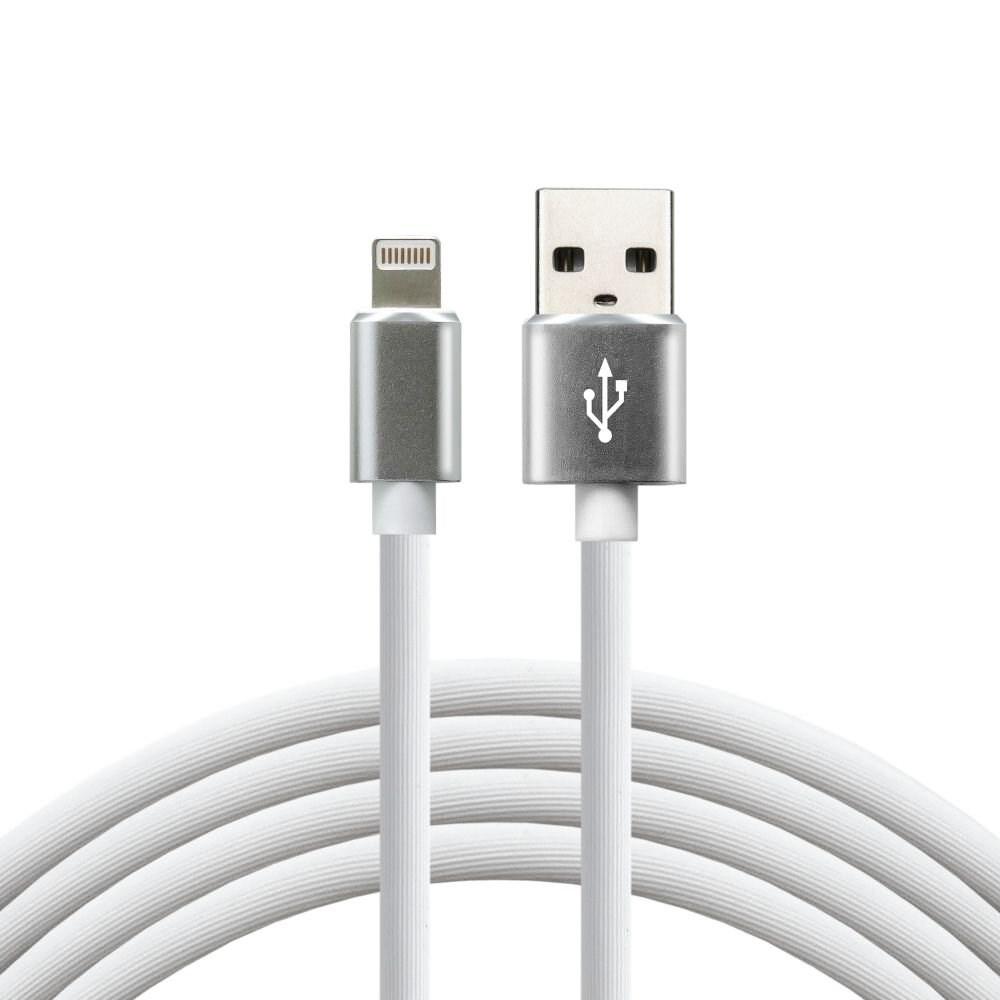 USB Lightning kabel 1 m – everActive, hvid, silikone, 2,4 A hurtig opladning billede