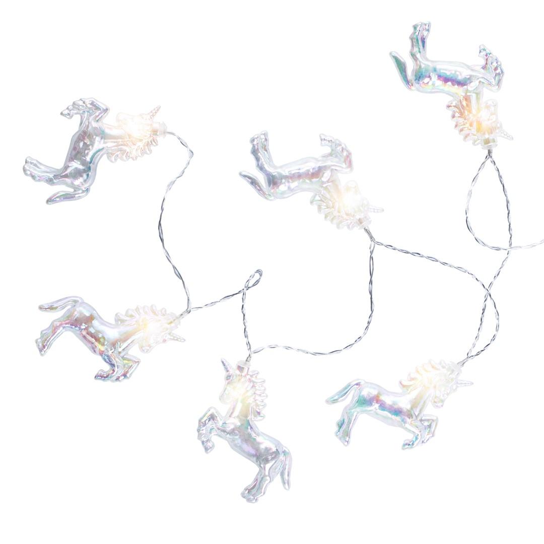 Lyskæde til indendørs brug - DecoKing Rainbowpony, transparent, varm hvid, 10 lys billede