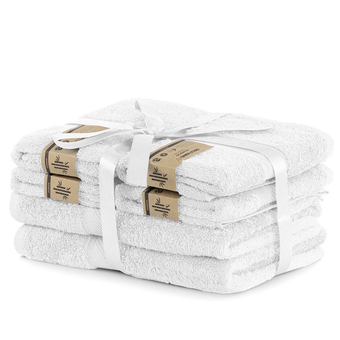 Håndklædesæt bambus/bomuld hvid 2×70×140 + 4×50×100 DecoKing billede