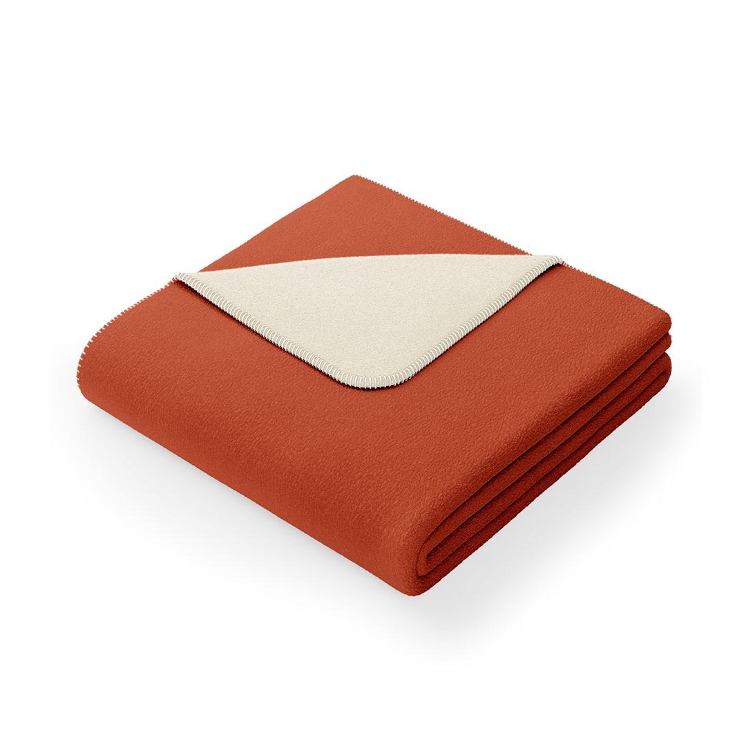 Plaid i fleece AmeliaHome Virkkuu - orange/creme 150×200 cm billede