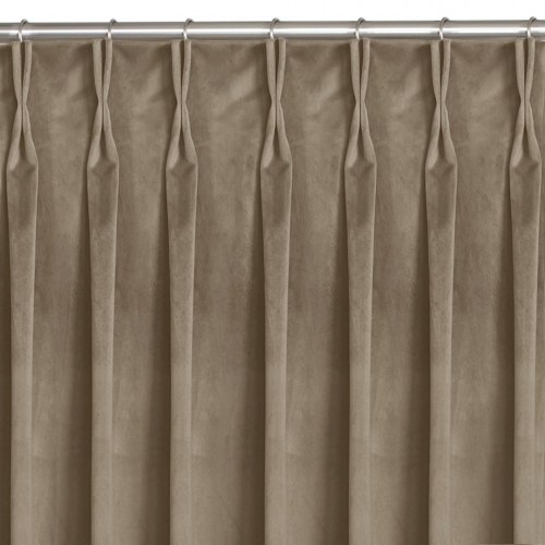 Mørklægningsgardin HOMEDE VILA – beige fløjl, 530×225 cm, klassisk, Flex 9,5 cm med dobbelt overlap