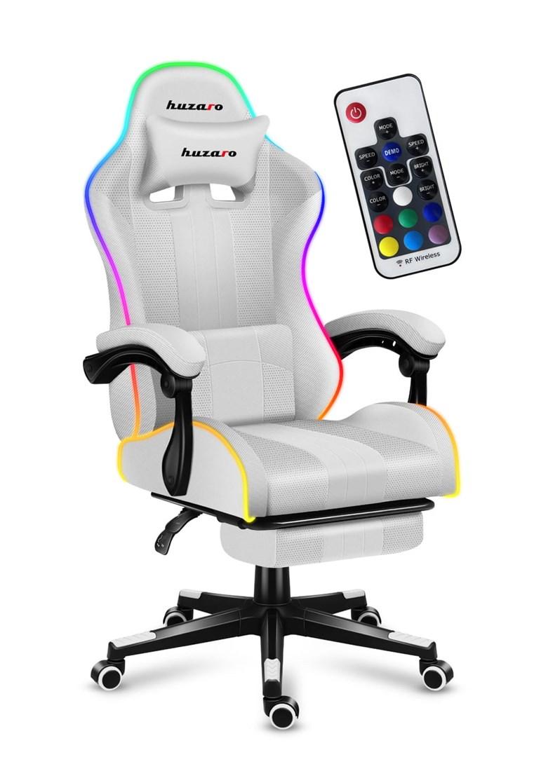 Gamerstol Huzaro Force 4.7 RGB – hvid med fodstøtte billede