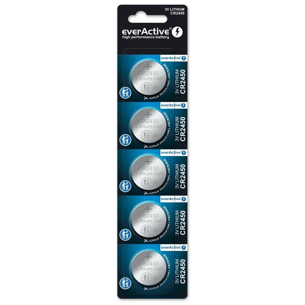 Knappcelle batteri 3V everActive CR2450 – 5 stk. billede