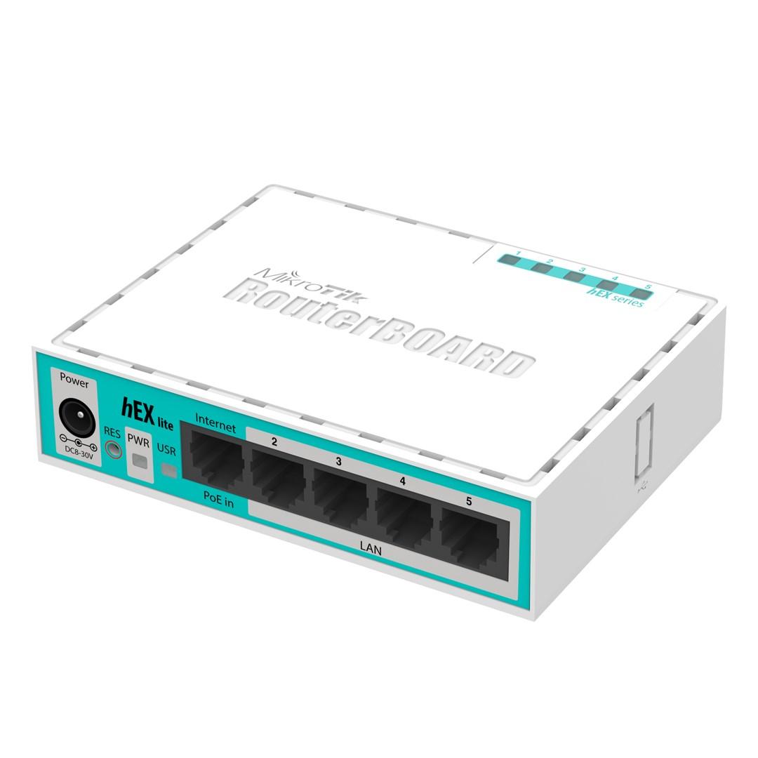 Router til netværk - MikroTik hEX lite, kablet, hvid