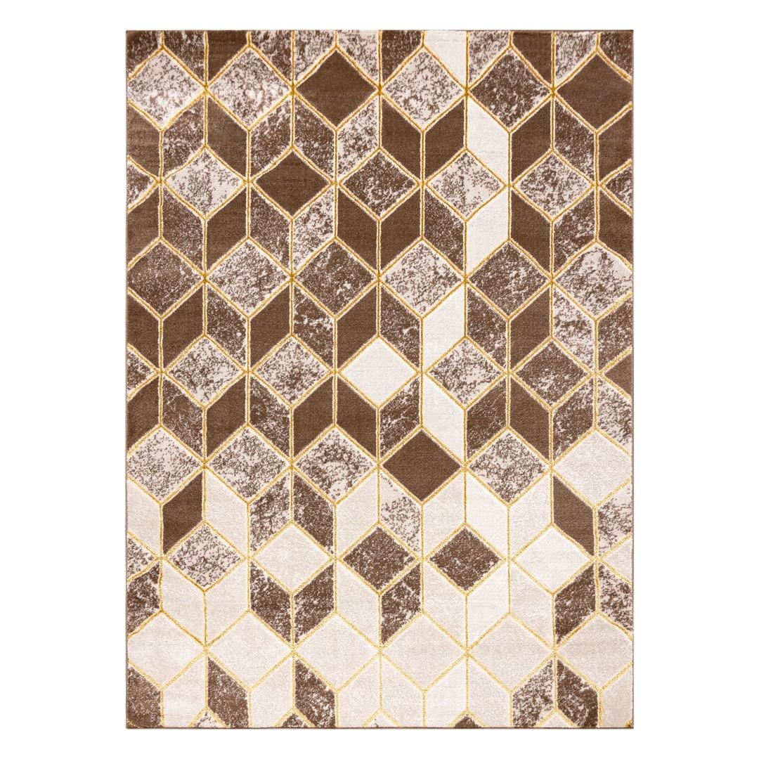 Gulvtæppe Hakano Trex Geometric 140x190 - beige/brun billede