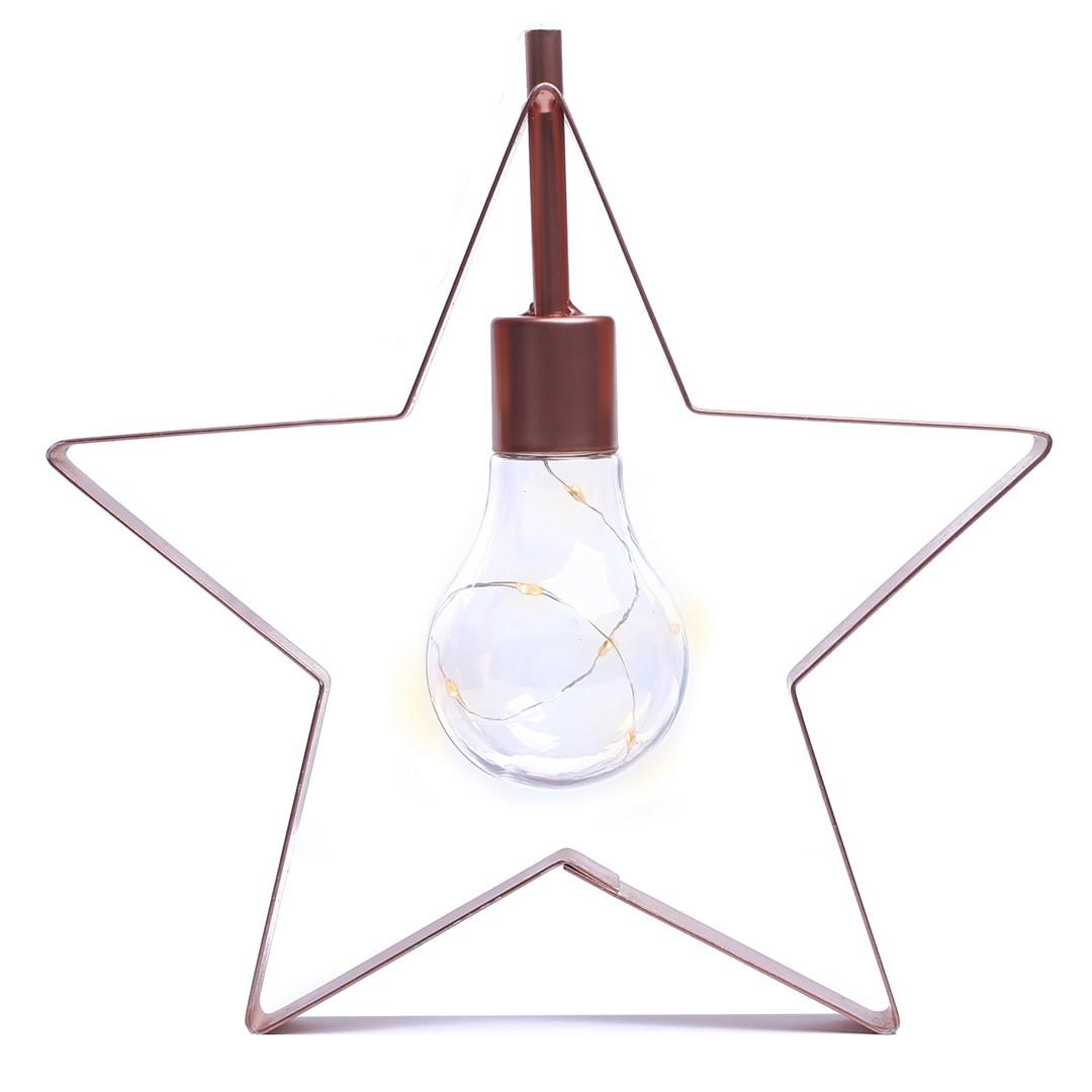 Juledekoration stjerne med lys - guld, industriel - DecoKing billede