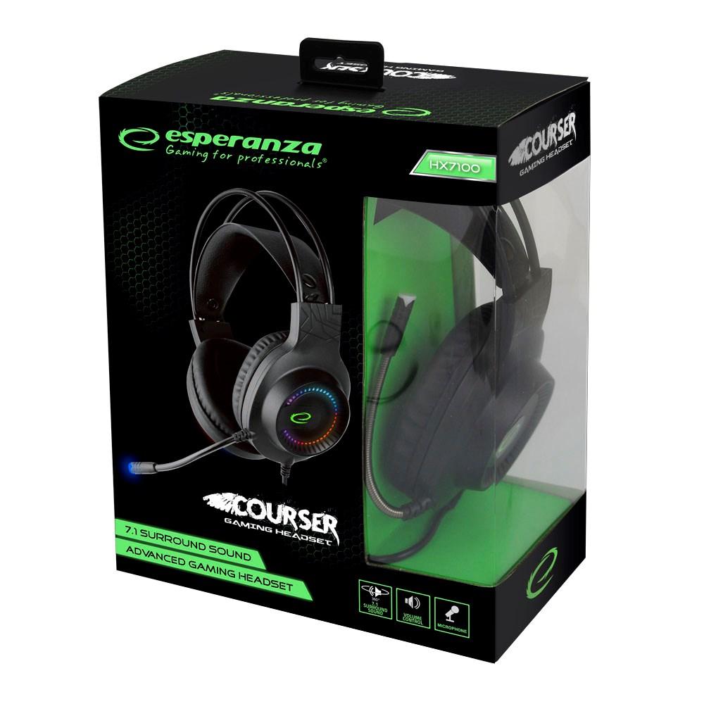 Gaming headset med mikrofon – Esperanza EGH7100, sort (kablet) billede