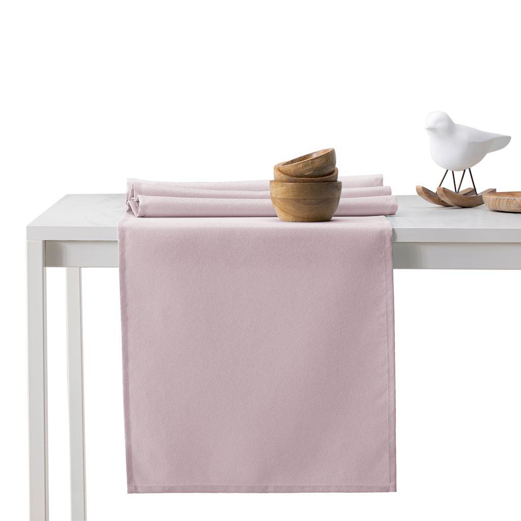 Dug DecoKing Pure - pudderlyserød, glat, 115×250 + bordløber 35×250 billede