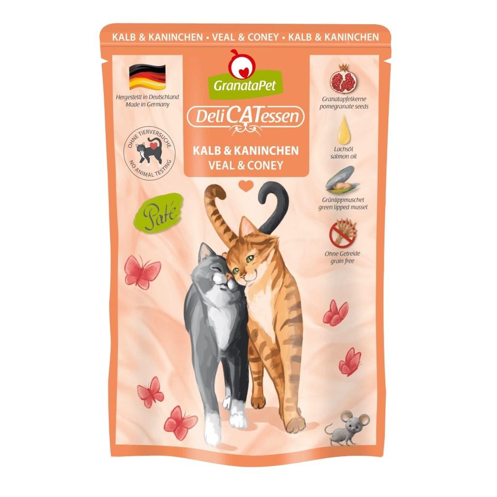 Vådfoder til kat – GranataPet DeliCATessen Kalv & Kanin 85 g billede