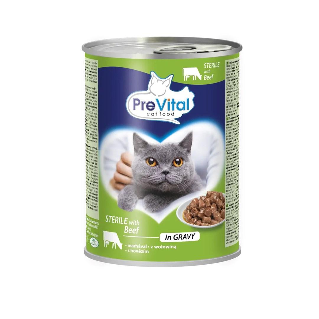 Vådfoder til kat – PREVITAL Sterile med oksekød i sauce, 415 g billede