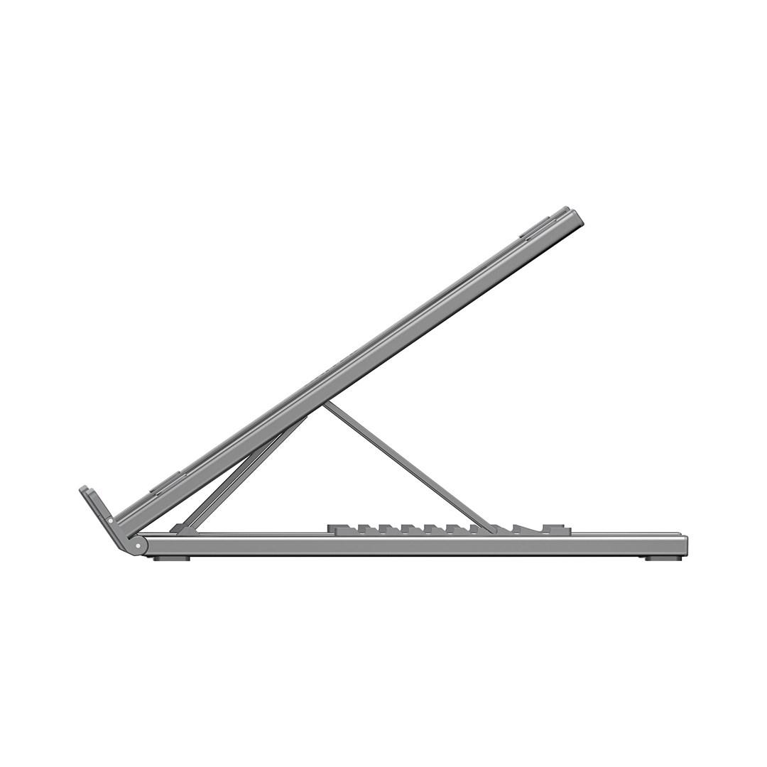 Laptop stander med USB-C hub – UNITEK justerbar, foldbar, aluminium (sølv) billede