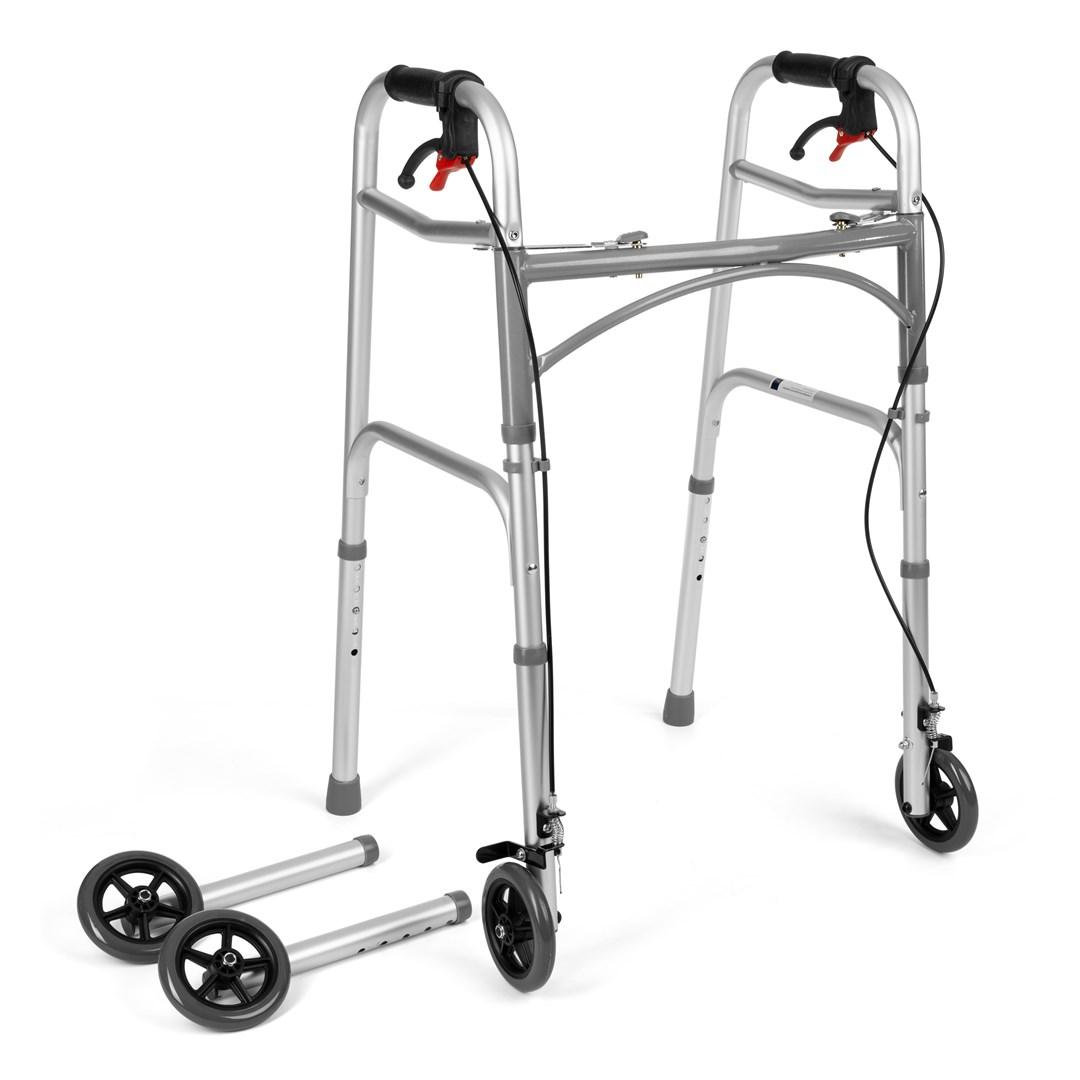 Rollator med 4 hjul og bremser – Timago JMC‑C 3223, sølv billede
